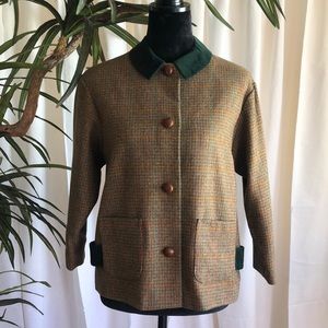 Brown/Green Herringbone Women’s Car Coat